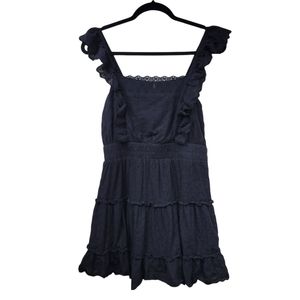 Lulus Black Cotton Ruffled Tiered Dress | Size S